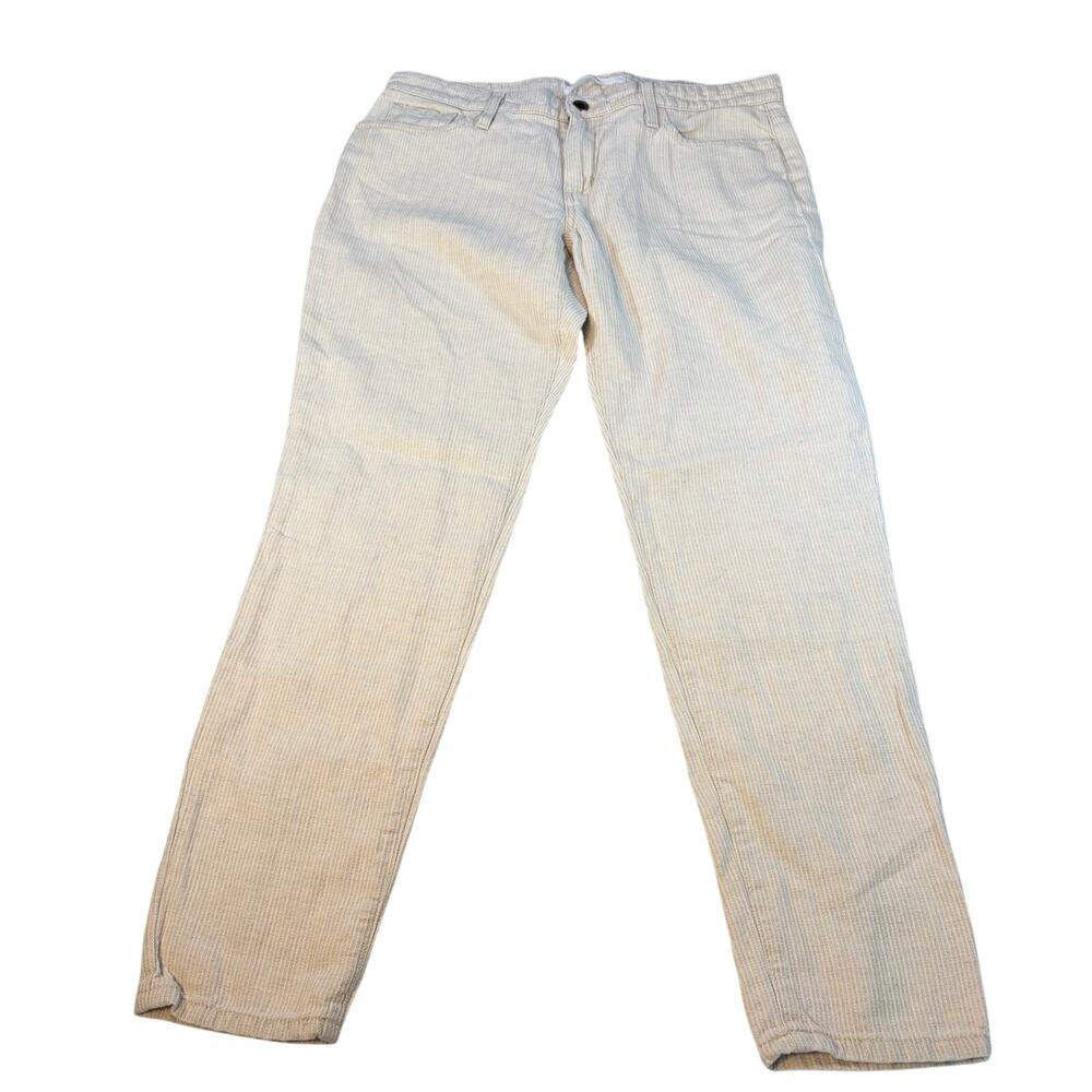 Joes womens cream stripe textured straight leg pants. Size 29. linen blend